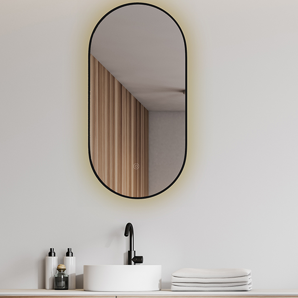 Wiesbaden Spiegel Nomi Ovaal 50x100cm - Led Zwart